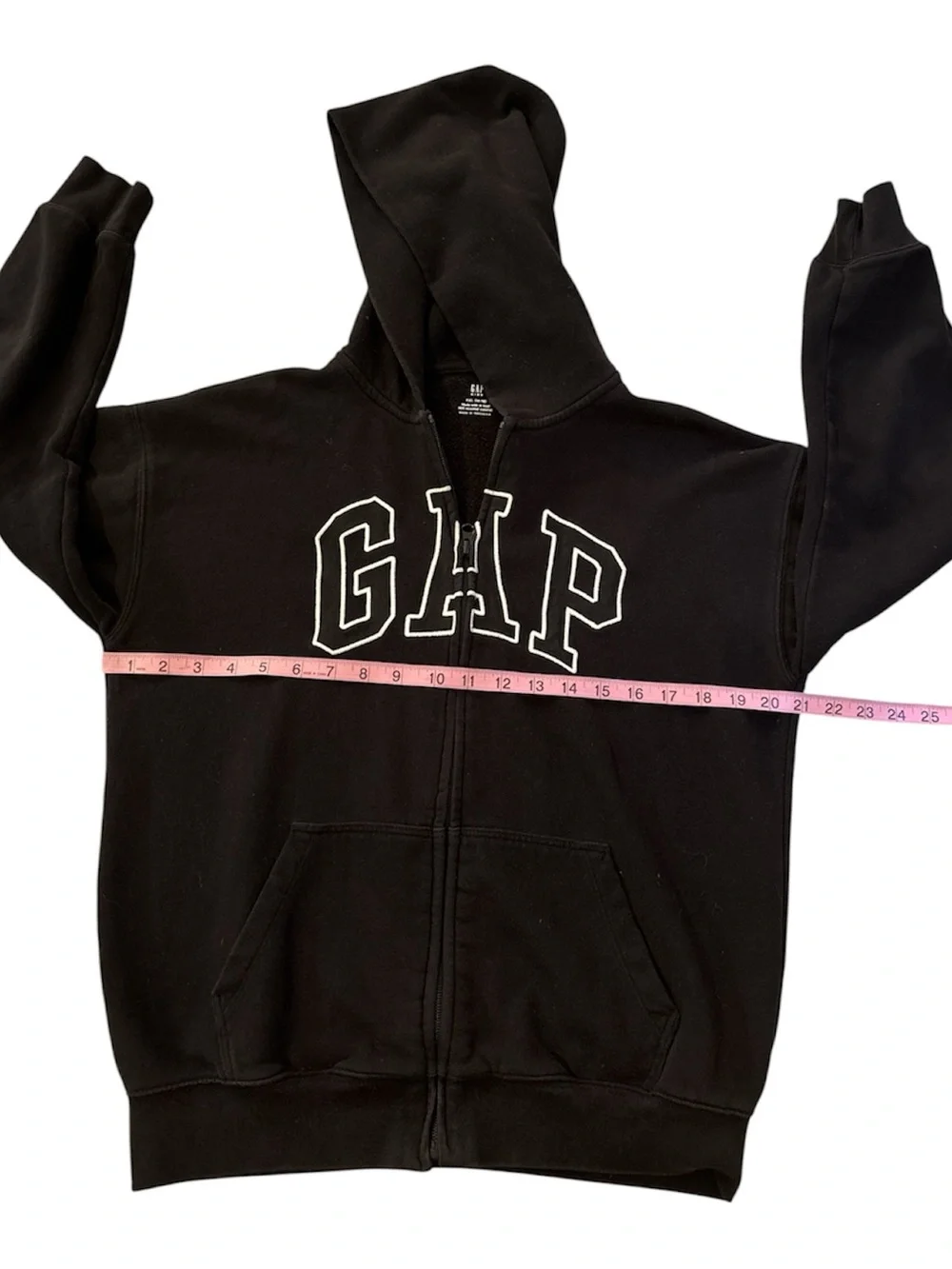 GAP Black Full-Zip Hoodie with White Logo Kids Boys Size XXL 14-16